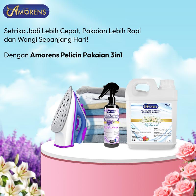 Product Introduction of Amorens Pelicin Setrika Pakaian / Pafum Laundry & Pewangi Pakaian 1 liter 3 in 1 Wangi Tahan Lama [1000ml] 7