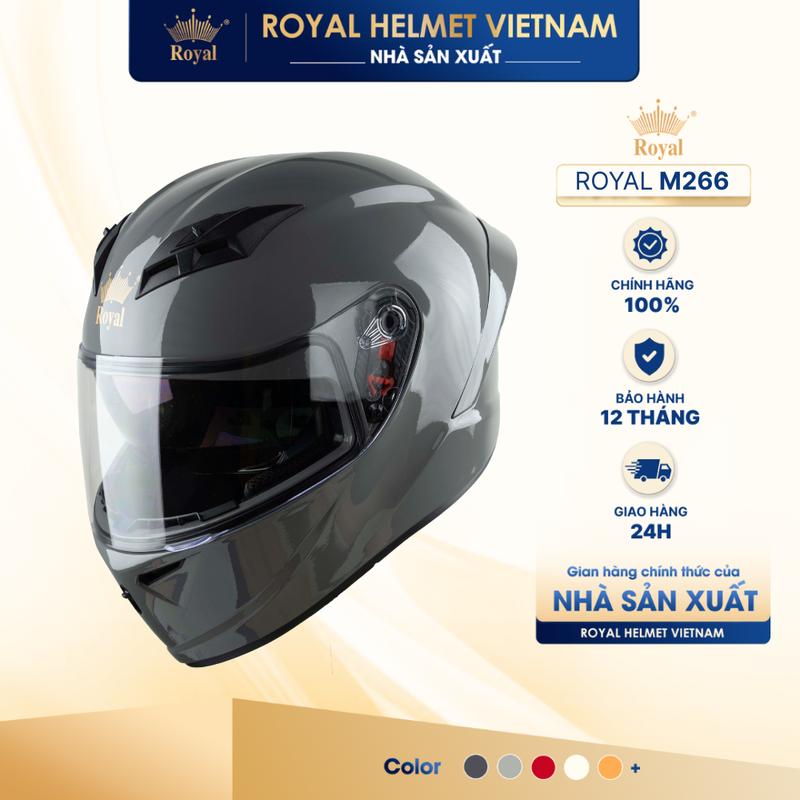 NHÀ SẢN XUẤT Mũ Bảo Hiểm Fullface Royal M266 Trơn 2 Kính Chính Hãng Nón Bảo Hiểm Đi Phượt Fullface Cao Cấp Cho Nam Nữ | Trực tiếp từ NSX