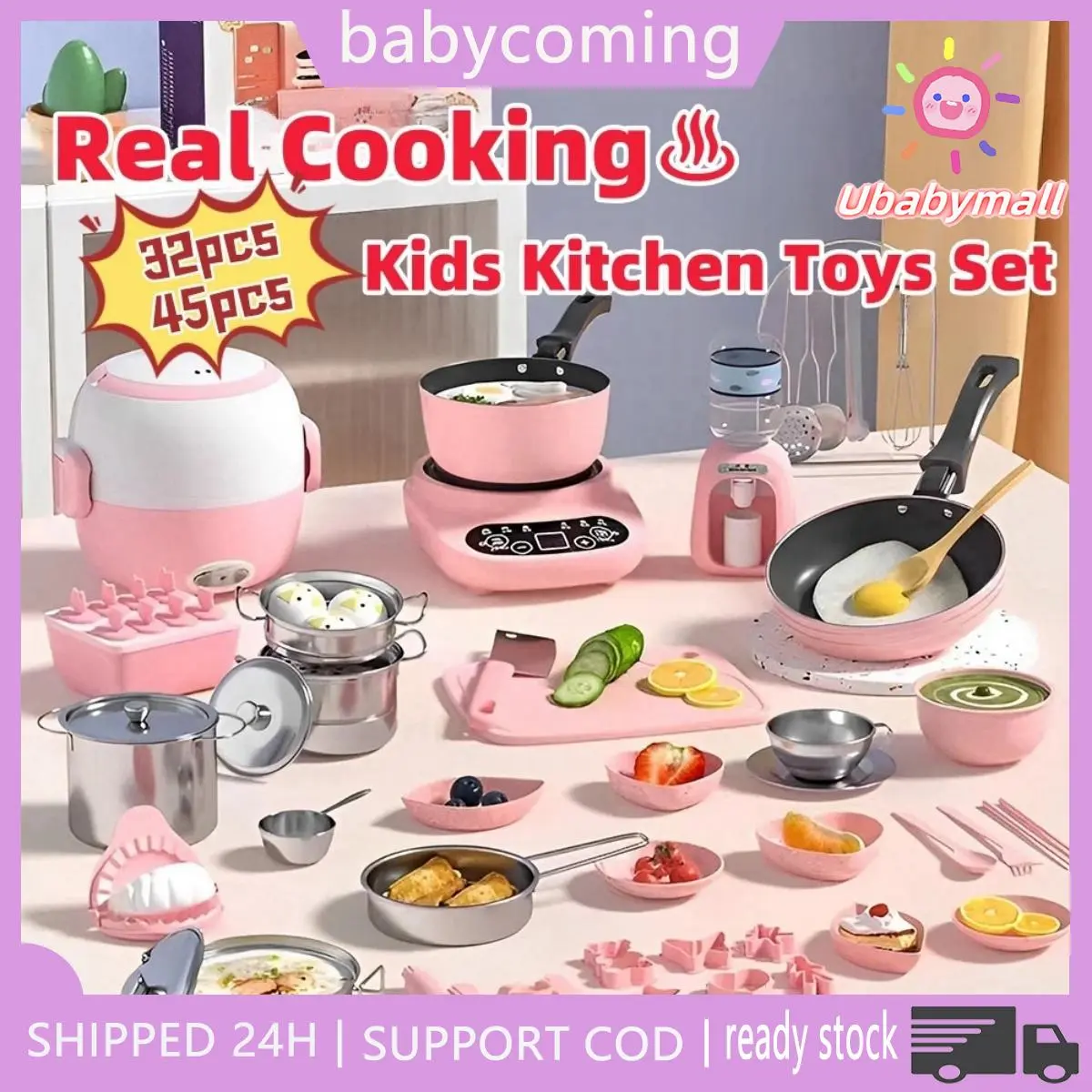 [COD] kitchen utensils can be used for cooking  girls cookware set children real cooking educational toys mini cooking, safe, non-toxic, rust resistant, and corrosion-resistant cooking toy set