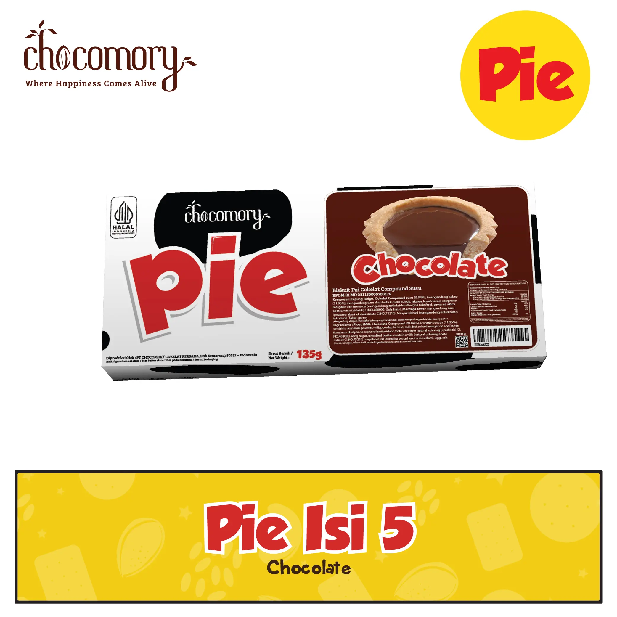 Chocomory Pie Coklat Isi 5 - 135 Gr