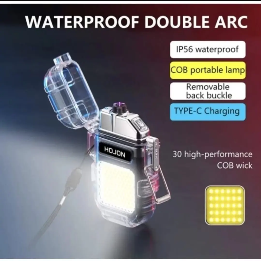 Korek Api Elektrik Listrik Senter Lampu USB Type C Waterproof Lighter Totch