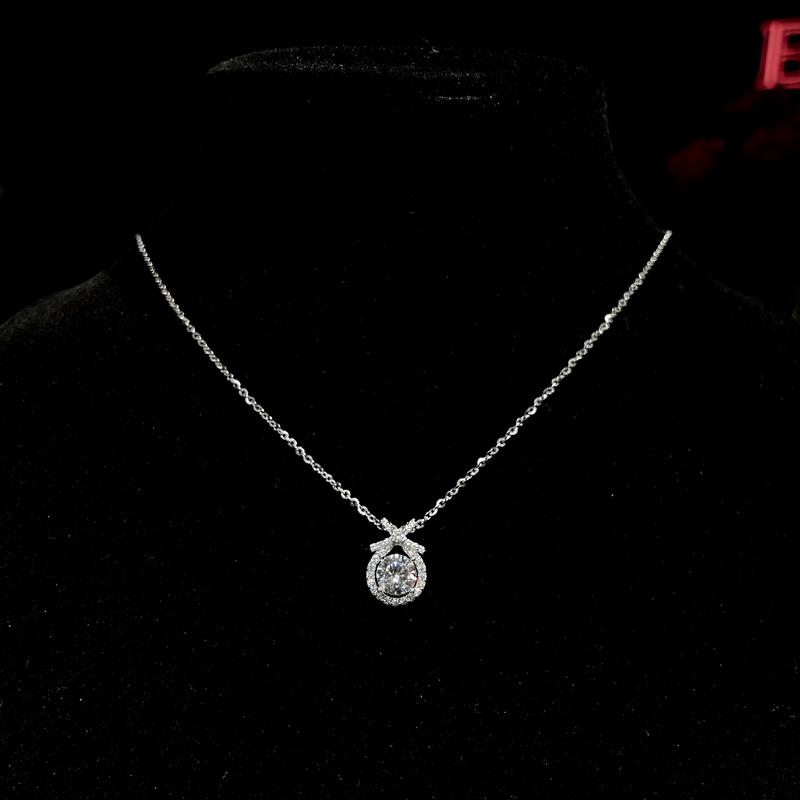  Dây chuyền Nơ Tròn Eurori chủ 8ly đá CZ cao cấp 8A sang trọng dễ thương dành cho nữ Dây chuyền bạc ý nơ Halo S925 đính đá Cz cao cấp 8A 