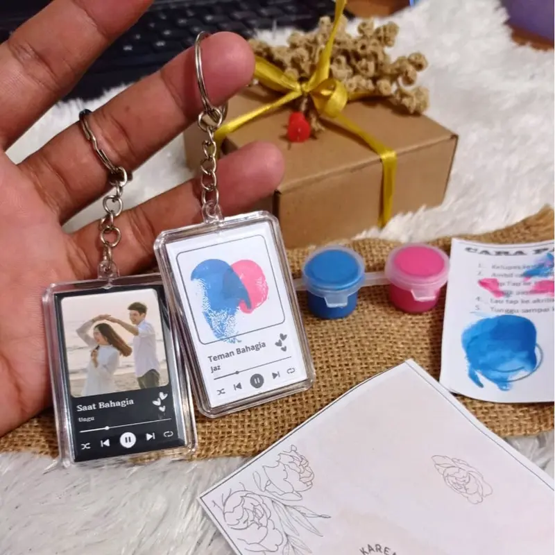 (Free Cat) KEYCHAIN FOTO + SIDIK JARI GANTUNGAN KUNCI SPOTIFY SIDIK JARI 5