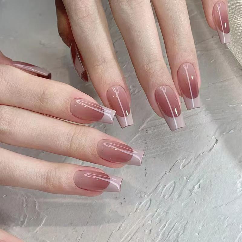 Product Introduction of [Glue Included] Medium-long, Simply Printed, Youthful Detachable Handmade False Nails [24-Piece Set] 21