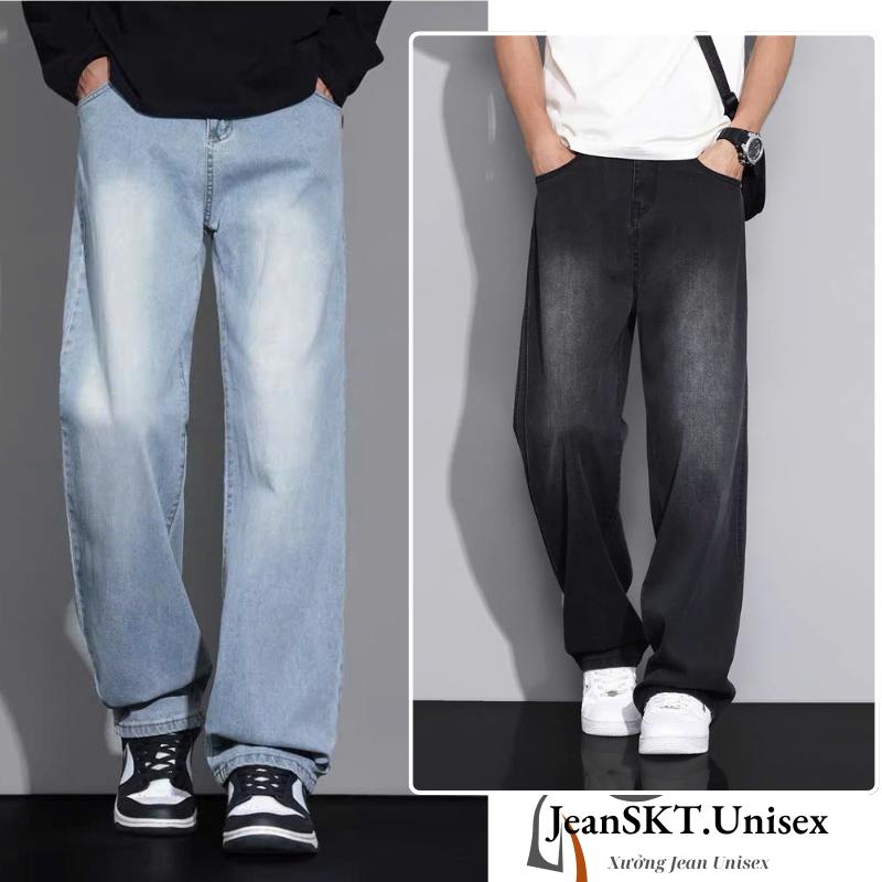 JeanSKT Quần Jean Unisex Màu Xanh Đậm Ống Suông Nam Nữ Form Suông Regular Fit Vải Cotton 99% Chất Lượng Cao Xưởng Haven's Màu Wash