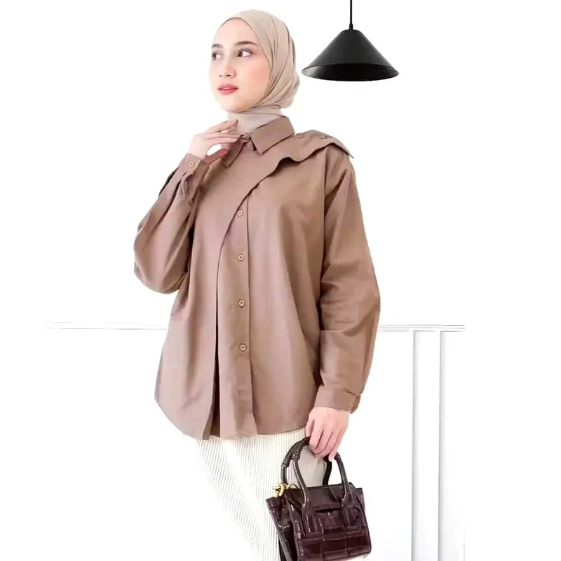 KEMEJA HAWA LAYER DEPAN BAHAN KATUN MIKRO - ATASAN WANITA OVERSIZE 2