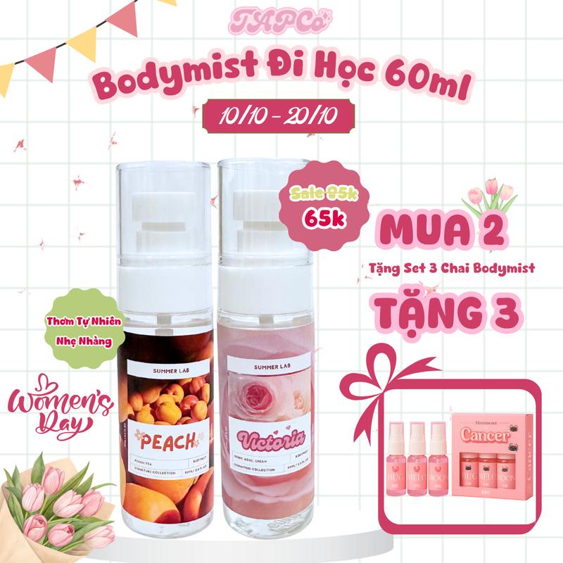 Nước Hoa Bodymist Summerlab 60ml Bubble Bunny Ngọt Thanh Mùa Hè, Xịt Thơm Dịu Nhẹ Dành cho Nữ Perfume Lưu Hương lâu Cosmetic Mỹ Phẩm