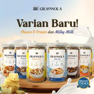 Grainnola 500 gr Varian Rasa Granola Timur Tengah Cemilan Sehat , Oatmeal With Almond & Mete, Sereal Sarapan Sehat Rendah Kalori