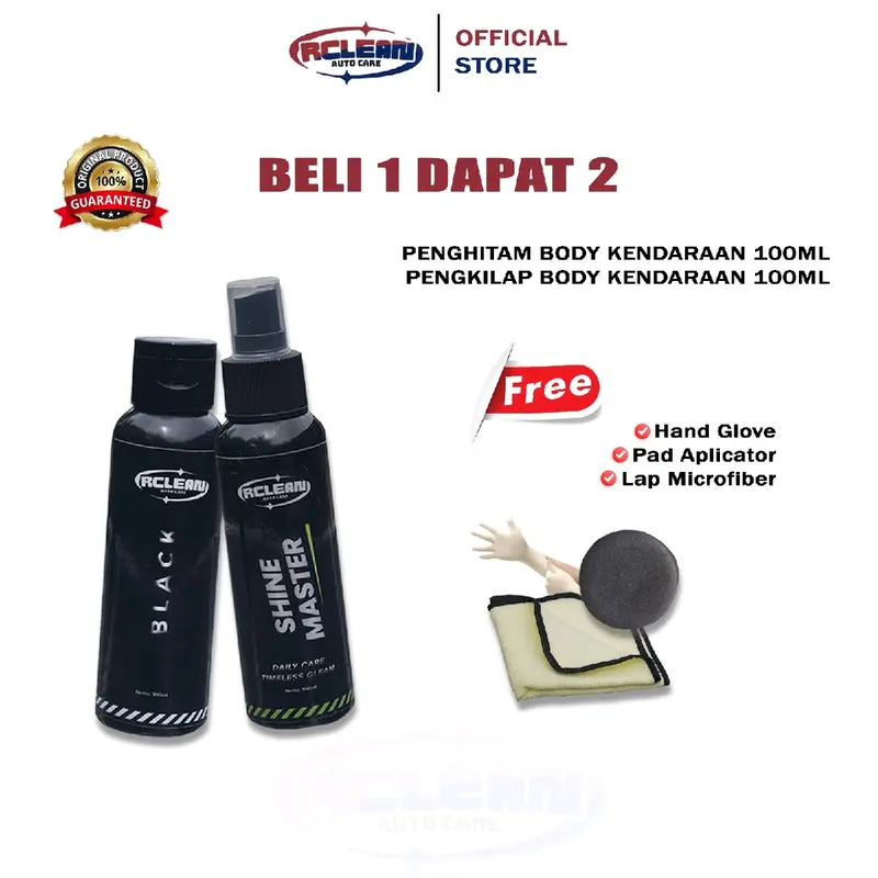 Terlaris No. 1 | Beli 1 Dapat 2 RCLEAN Black & Shine Master Penghitam Body Kendaraan Permanen dan Pengkilap Body Kendaraan Permanen Car 0