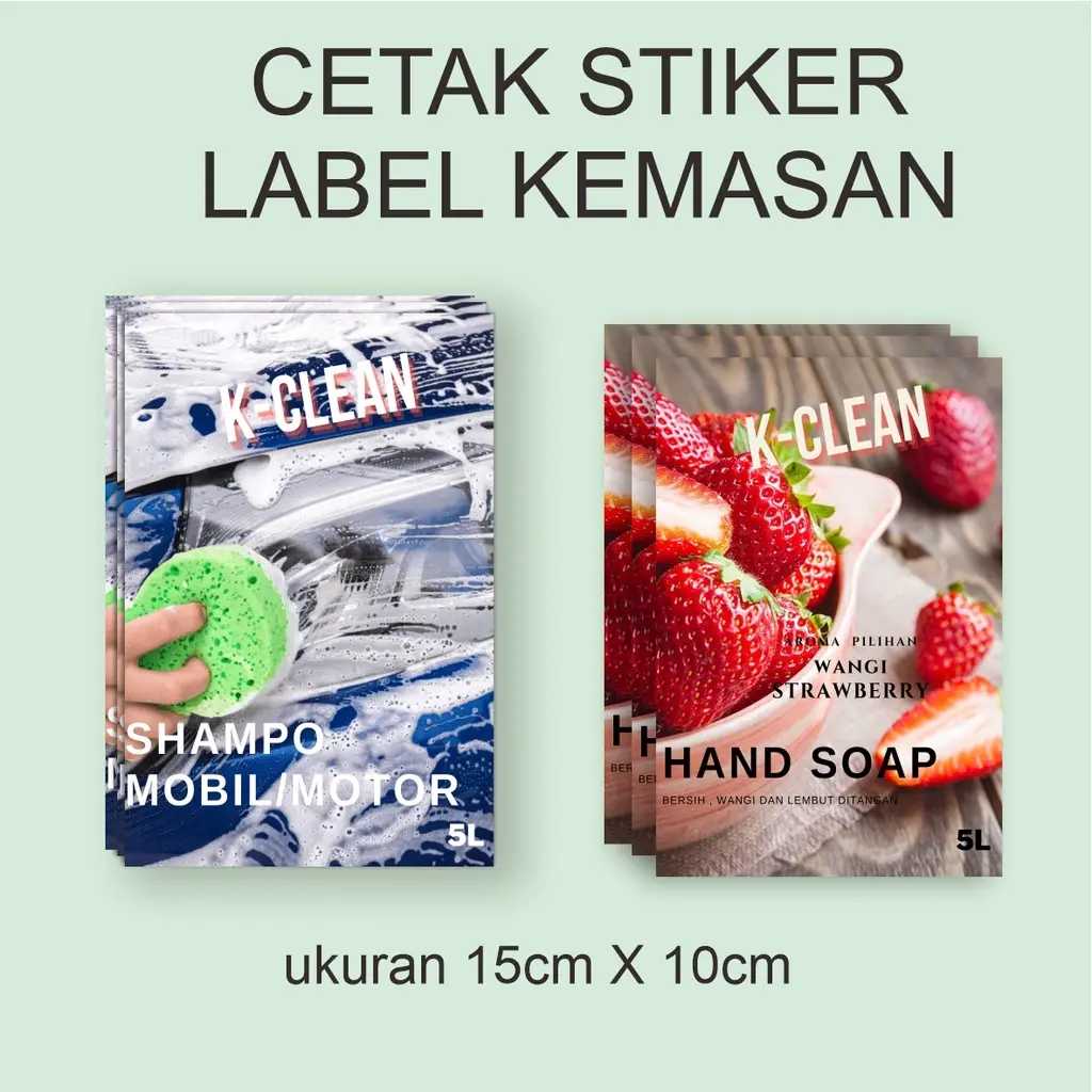 CETAK STIKER LABEL KEMASAN PER 10 PCS -  STICKER UKURAN 15CM X 10CM BAHAN CHROMO GLOSSY / HVS