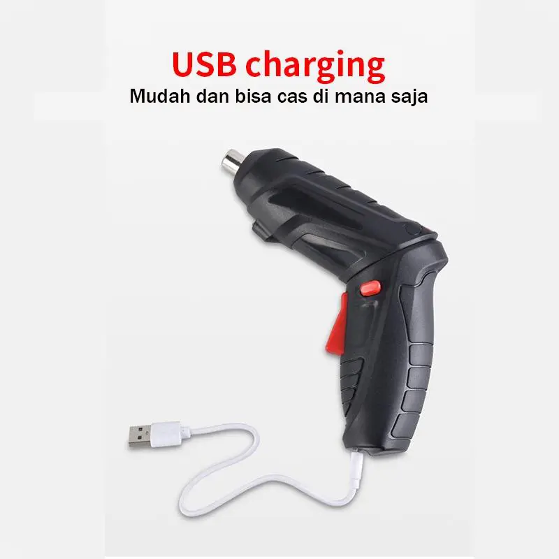 REAIM 47 Pcs Set Bor Mini Portable Screwdriver Baterai Bor Mini Cordless Screwdriver 4.2 V Impact Cordless Drill Screwdriver Baterai Mesin Bor Obeng Set Lengkap Baterai Charger 4