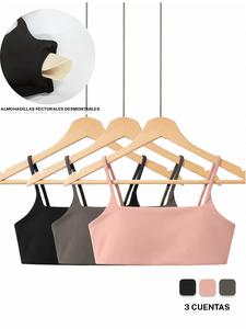 Conjunto de brasier deportivo sin varillas altamente elástico y transpirable para mujer, ropa interior casual cómoda de color liso, para uso en todas las estaciones, estilo deportivo