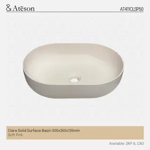 ATESON AT411CLSP50 Clara Solid Surface Basin 500x350x135mm Soft Pink
