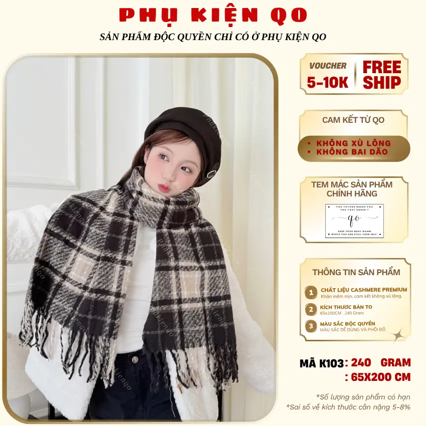 [ XẢ KHO ĐÓN TẾT ] Khăn quàng cổ - Khăn choàng cổ kẻ caro ấm áp hot trend Phụ Kiên QO K103
