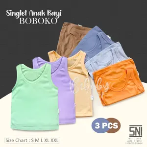 3pc Singlet Anak Bayi Boboko Syani Kaos Dalam Bayi Newborn S M L XL XXL