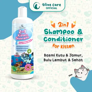 Olive Care Shampo Kucing KITTEN 2in1 Shampoo & Conditioner untuk Atasi Jamur, Kutu, Bulu Rontok, Lebatkan Bulu, Aman untuk Kulit Sensitif tanpa Membuat Alergi dan Iritasi Kulit
