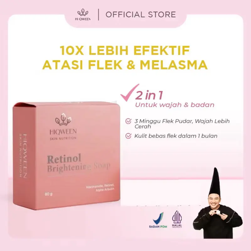 Hiqween - Sabun RETINOL BRIGHTENING SOAP 80gr Original Bpom (Facial Wash Sabun Cuci Muka Pemutih Penghilang Flek Hitam) Distributor Resmi Pusat 3