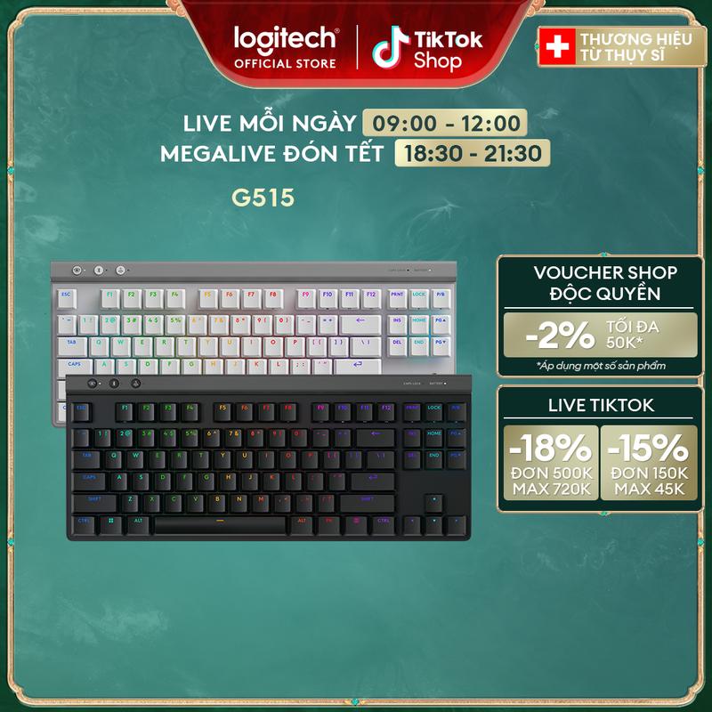 Bàn phím Gaming không dây Low profile Logitech G515 LIGHTSPEED TKL - GHTSYNC RGB Thiết kế Tenkeyless mỏng Keycaps PBT