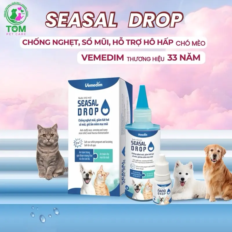 Seasal drop Bộ Nhỏ mũi cho chó mèo: sổ mũi, nghẹt mũi, hắt hơi. 0