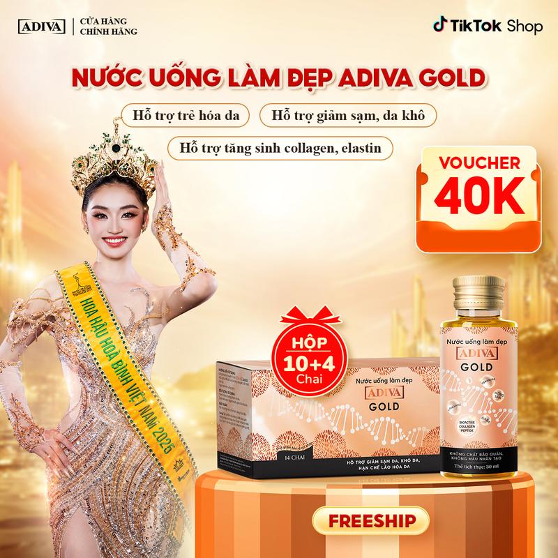 Nước Uống Làm Đẹp Collagen ADIVA Gold -Giúp Da Giảm Nếp Nhăn Và Chống Lão Hóa