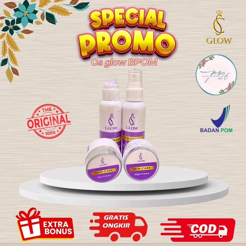 Paket Perawatan Wajah CS GLOW SKINCARE ORIGINAL untuk Mencerahkan dan Memudarkan Kerutan - Hitam, Facial 0
