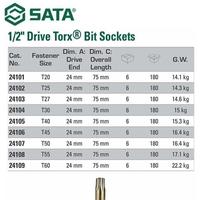 Gambar BIT SOK BINTANG 24109 - 1/2” DR. BIT TORX T60 SOCKET 50MM SATA dari SATA OS Kota Administrasi Jakarta Utara 2 Tokopedia