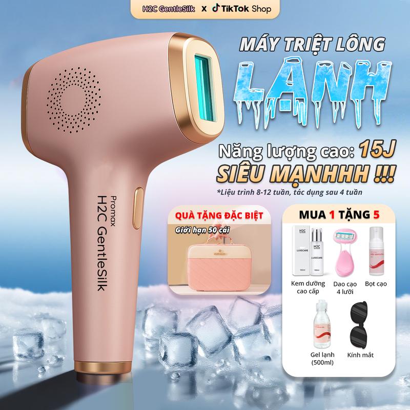 Máy triệt lông SIÊU MẠNH cao cấp H2C GentleSilk Promax 9 cấp độ - Bảo hành ĐỔI MỚI 12 tháng - Công nghệ IPL - Tặng full combo cạo lông