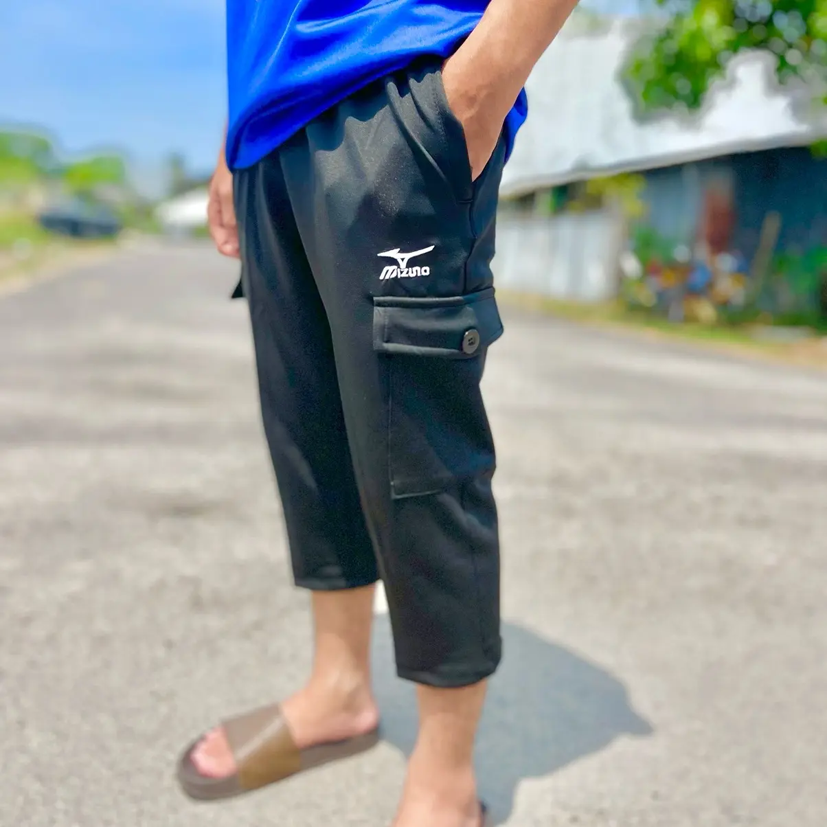 3 Quarter Mizuno Cargo Tracksuit Material Yoga Tebal & lasak