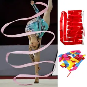 Tongkat Tari Sutra 2m Twirl Ribbon + Stick /Twirling Satin + Tongkat Twirl Tari Balet Ballet /pita panjang Tongkat senam Perlengkapan senam ritmik