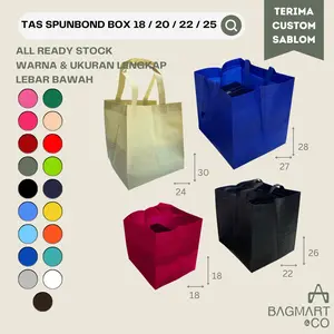 Tas Kain Spunbond Box Kue / Nasi Kotak / Dus / Goodie Bag Bakery / Bento Hantaran / Kantong 3D