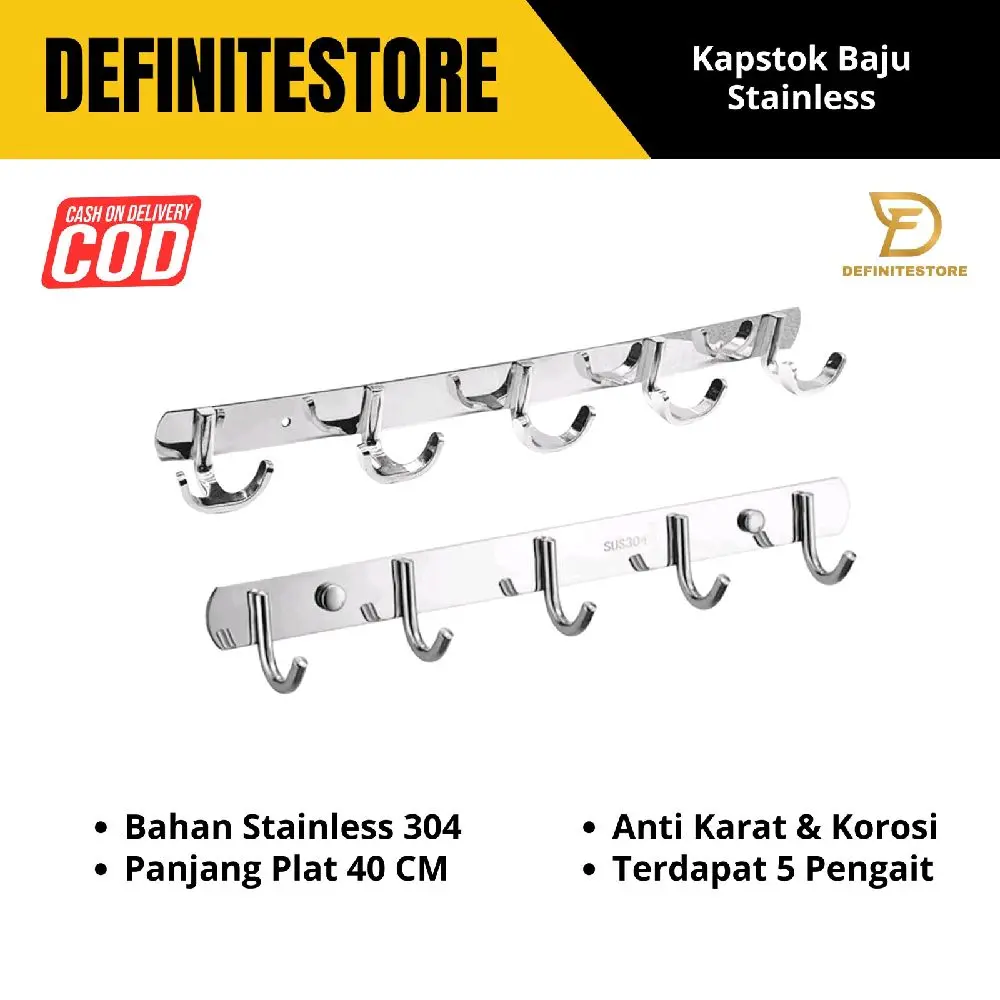 Gantungan Baju Kamar Mandi Stainless Gantungan Baju Dinding Stainless Kapstok Rak Gantungan Baju Handuk Anti Karat Stainless Sus 304
