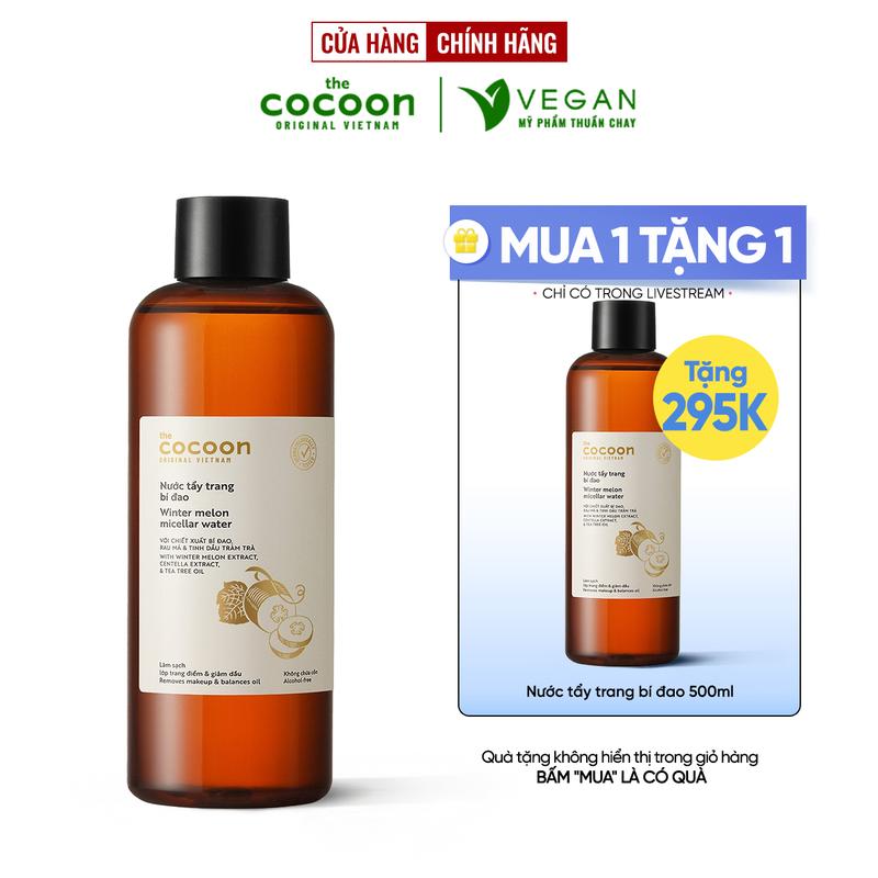 COMBO 2 Nước tẩy trang bí đao Cocoon 500ml cho da dầu, da mụn