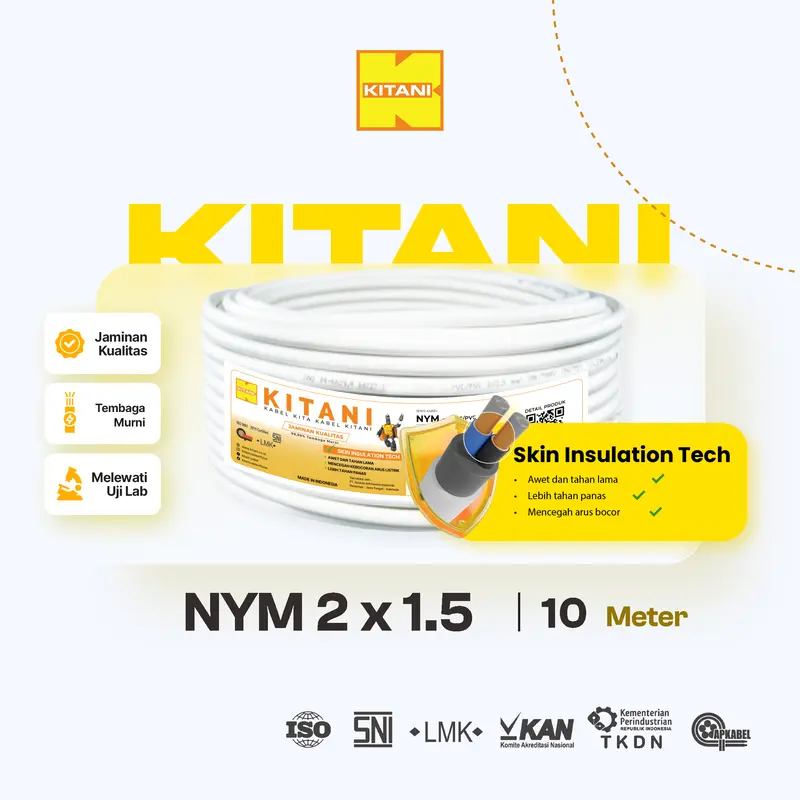 KITANI - NYM 2x1.5 mm² - 10 Meter -  Kabel Tembaga Kawat 0