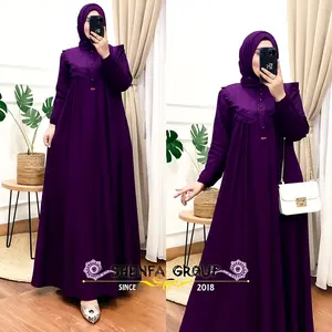 (Turun Harga !!) gamis syar'i premium ibu ibu burgundy lebar mayung jumbo wanita dewasa crinkle airflow premium kekinian