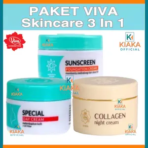 VIVA Paket Daily Cream 3in1 Krim Siang Krim Malam & Sunscreen Tabir Surya Memutihkan Pencerah Perawatan