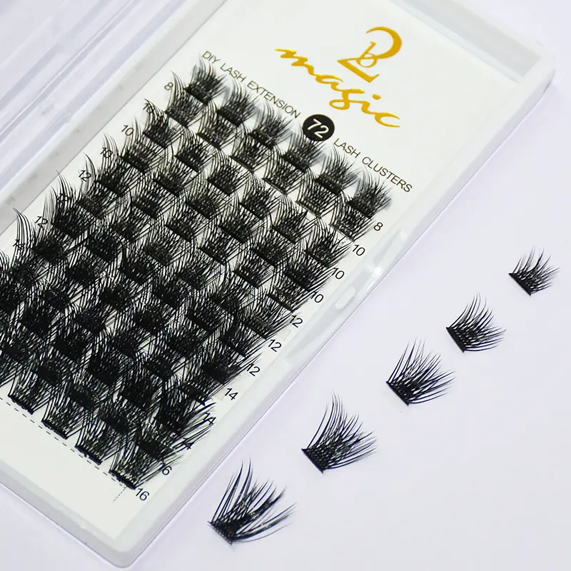 Clusters Eyelash Lash Clusters DIY Eyelash Extensions 72 Clusters Lashes C D Curl 2BMAGIC;Individual Lashes Eyelash Clusters Extensions  Lashes Cluster DIY at Home(0.07-C-8-16 MIX)