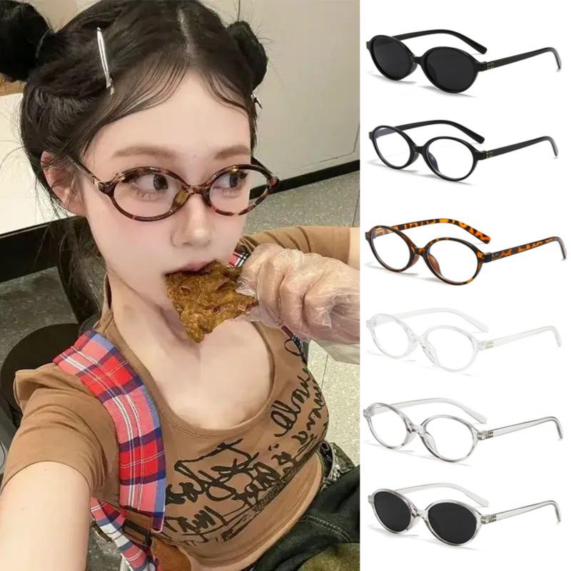Kính Cổ Điển Hình Bầu Dục Dành Cho Phụ Nữ, Phong Cách Y2K, Kính Gọng Nhỏ Da Báo, Thời Trang, Đơn Giản, Thích Hợp Cho Phụ Nữ Và Trẻ Em Gái, Kính Mắt, Kính Mắt Trang Trí, SS24