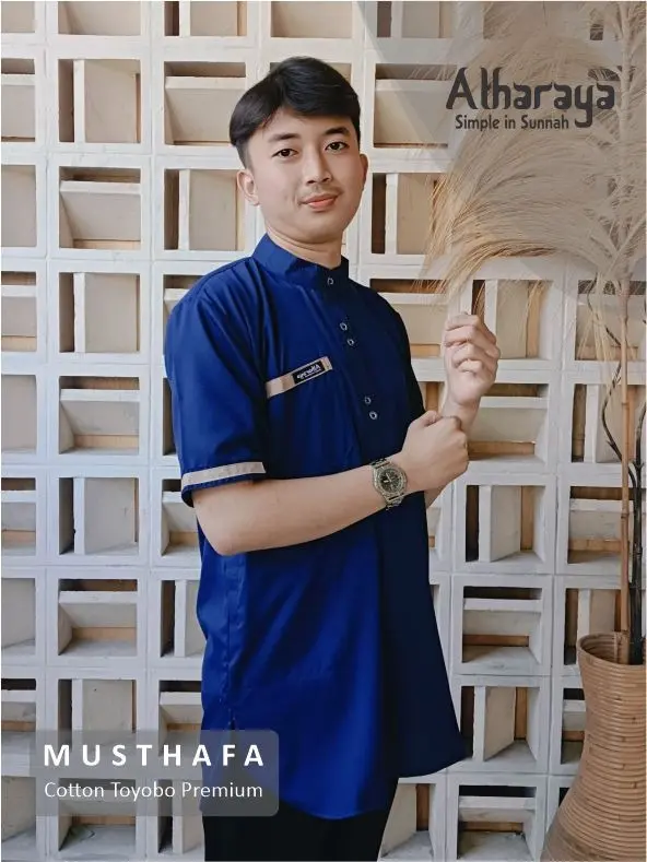 TERLARIS Baju Koko Pria Lengan Pendek Katun Toyobo Kurta Muslim Nyaman Santai 5