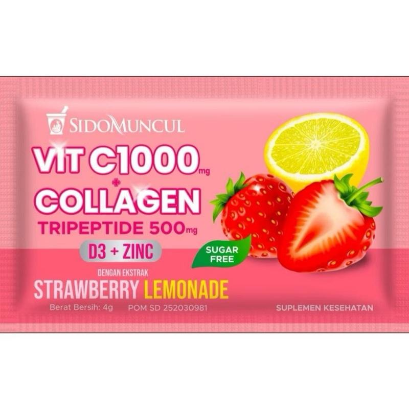 [PB] Sidomuncul VIT C1000 + COLLAGEN Zinc D3 SIDO MUNCUL HERBAL Jamu Vitamin Daya Tahan Tubuh Tidak Mudah Sakit Rasa Enak Strawberry Lemon Serbuk Minuman Sehat Tubuh Segar Aktifitas Kantor Olahraga Sekolah Kuliah Traveling Mudik Bepergian
