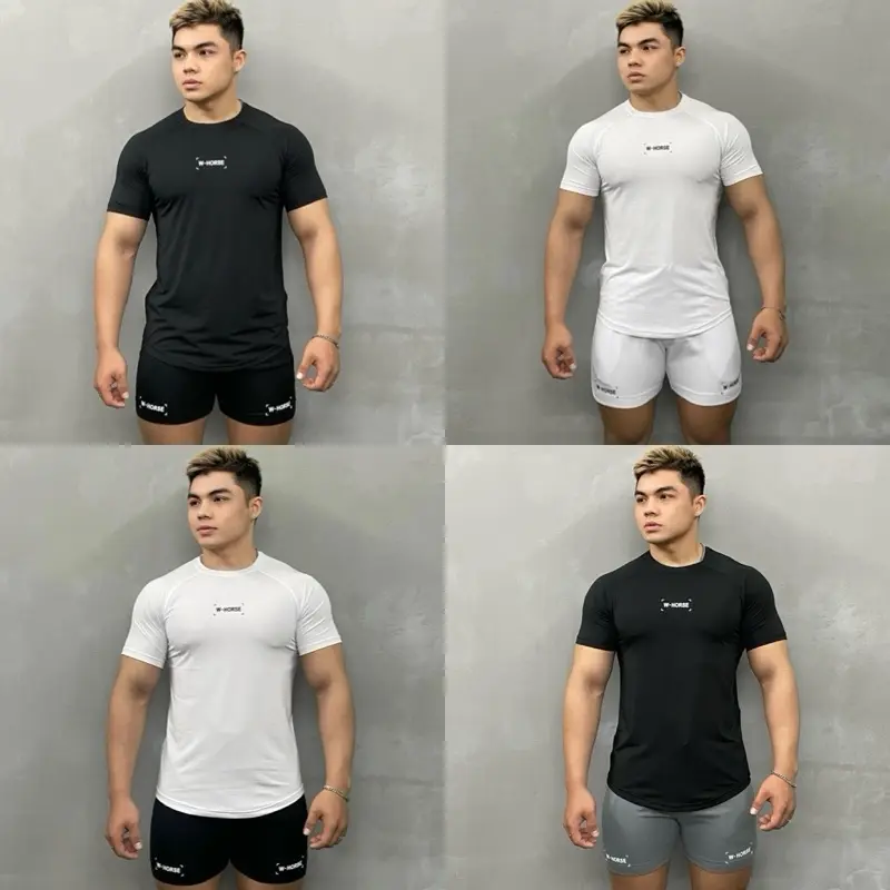 Bộ tập gym WH,sét bộ quần áo thể thao nam Thoải mái, Thoáng khí Đàn ông Thun Tập Gym Tập Thể Dục Sport Chạy Bộ Top Trang Phục