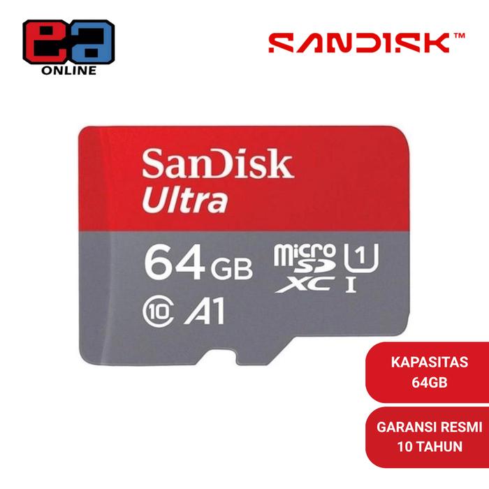 Gambar Sandisk Ultra Micro SDXC UHS I A1 140MBps 64GB - QUAB dari EAONLINE Kota Administrasi Jakarta Barat Tokopedia
