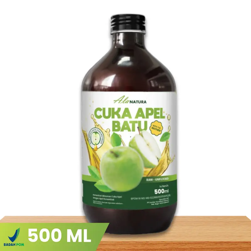 1 Cuka Apel Batu Ala natura With Mother - Apple Vinegar Botol Hijau Masakan 6