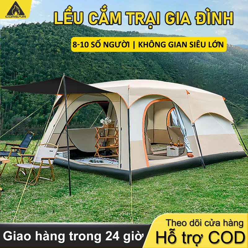 Lều cắm trại ngoài trời lớn hai phòng một khách – Gấp gọn nhẹ nhàng, chống nắng…