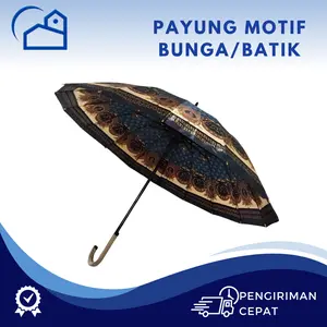 HOMESTATION - PAYUNG MOTIF ANTI UV DGN 16 JARI DAN HANDLE EMAS MEWAH MOTIF BATIK DAN PELANGI dan BUNGA