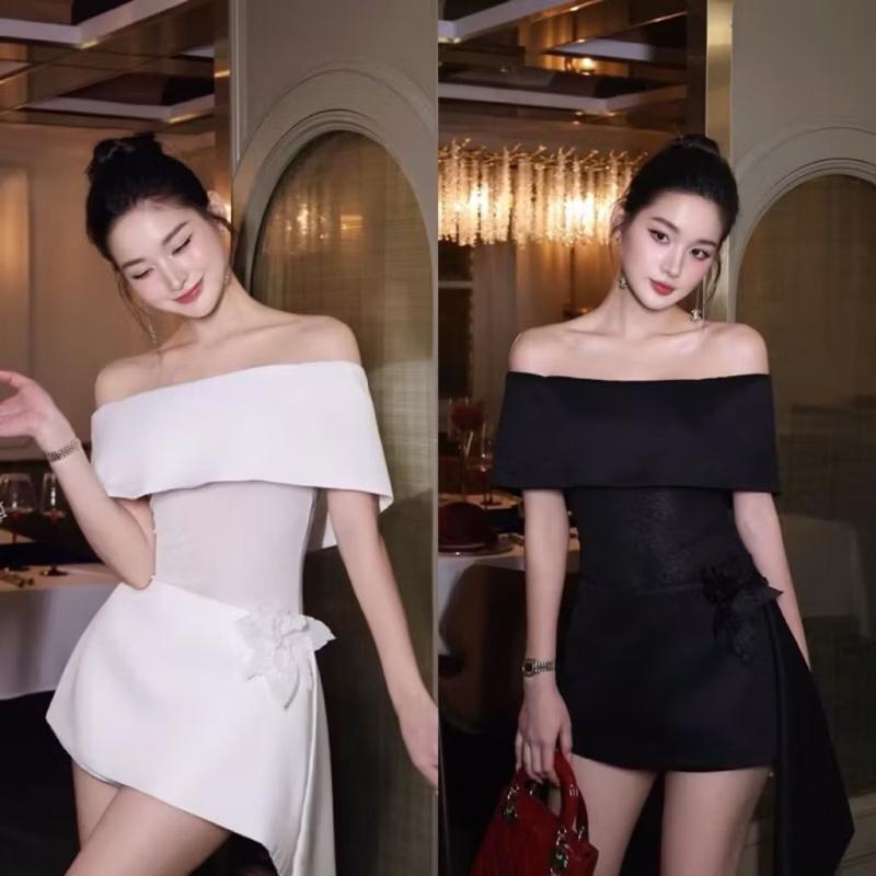 Set áo trễ vai và chân váy vạt phối lưới kèm tag hoa rời KÈM QUẦN kho sỉ hải chuyền Se49