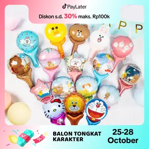 TAIYO Balon Foil Tongkat Pendek Karakter Kartun Hewan Balloon Pentungan Pesta Ulang Tahun Party