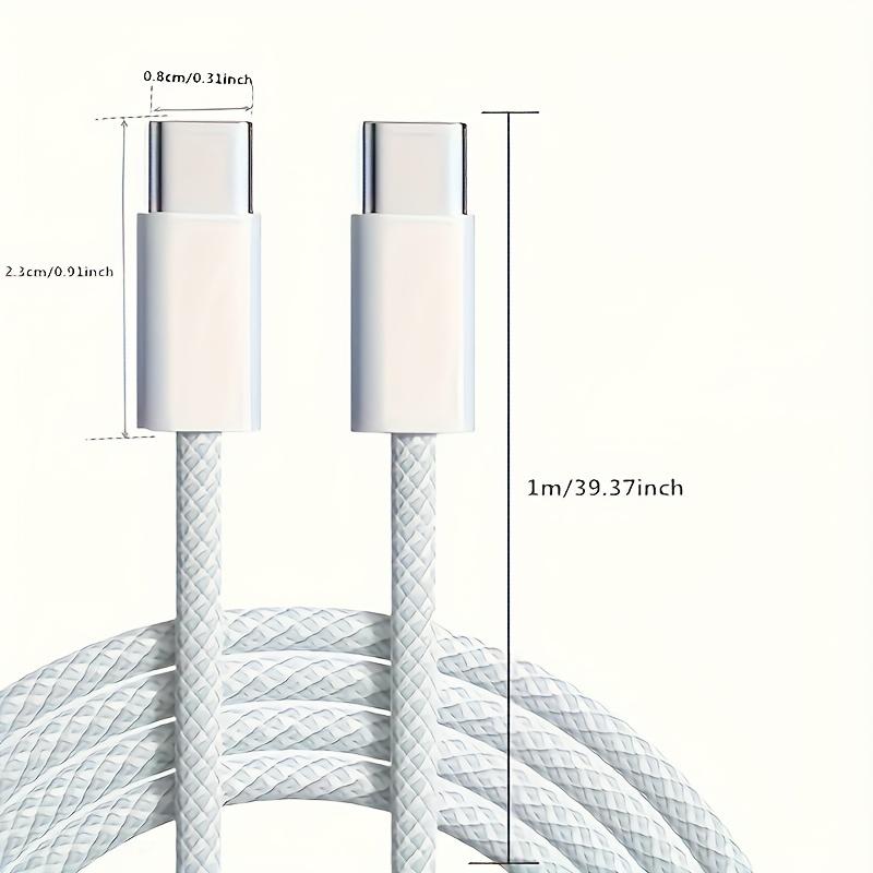 Cáp USB-C sang C Bện, chiều dài 3,3ft, Tương thích với iPhone 15, iPhone 15 Plus / 15 Pro / 15 Pro Max, iPad Pro 12,9 / 11 inch, iPad Air, Sạc nhanh Power Delivery 50-80W, Chất liệu Nylon, Hình tròn, Sạc USB, Đầu nối Type-C, 1 cái 1