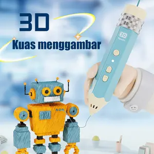 Pena cetak 3D, set pena gambar nirkabel suhu rendah, pena cetak stereoskopik 3D, mainan DIY anak-anak, dapat diisi ulang
