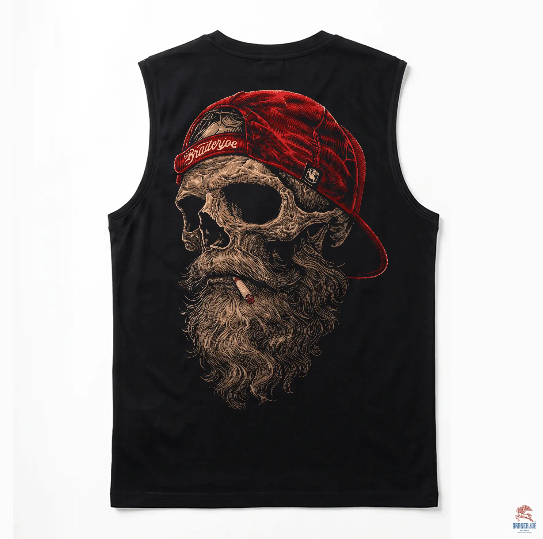 SLEVELESS "RED HAT" BRADERJOE COTTON COMBED 24S JET BLACK
