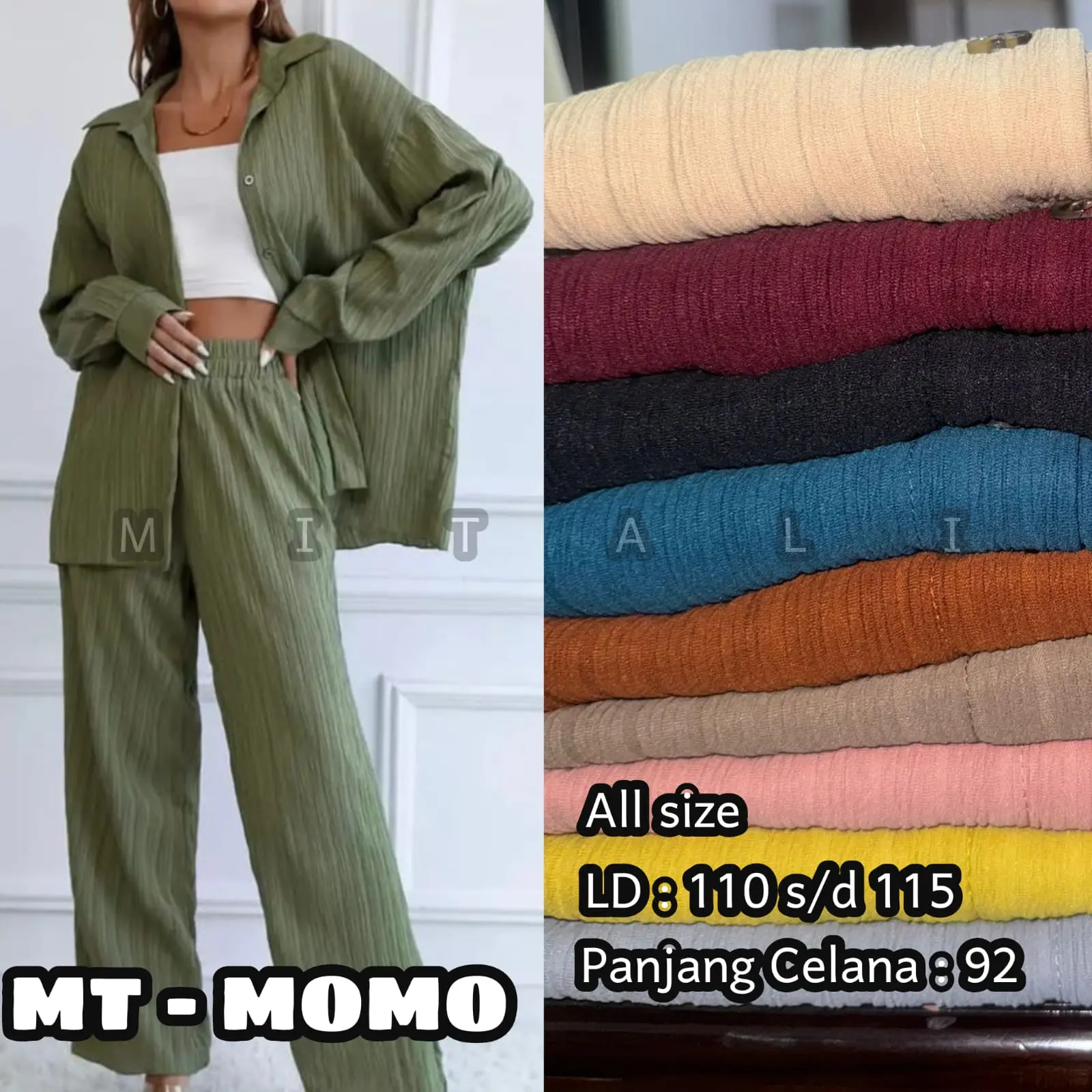MT - Oneset Kemeja Dora Knit Lengan Panjang[READI SIAP KIRIM]